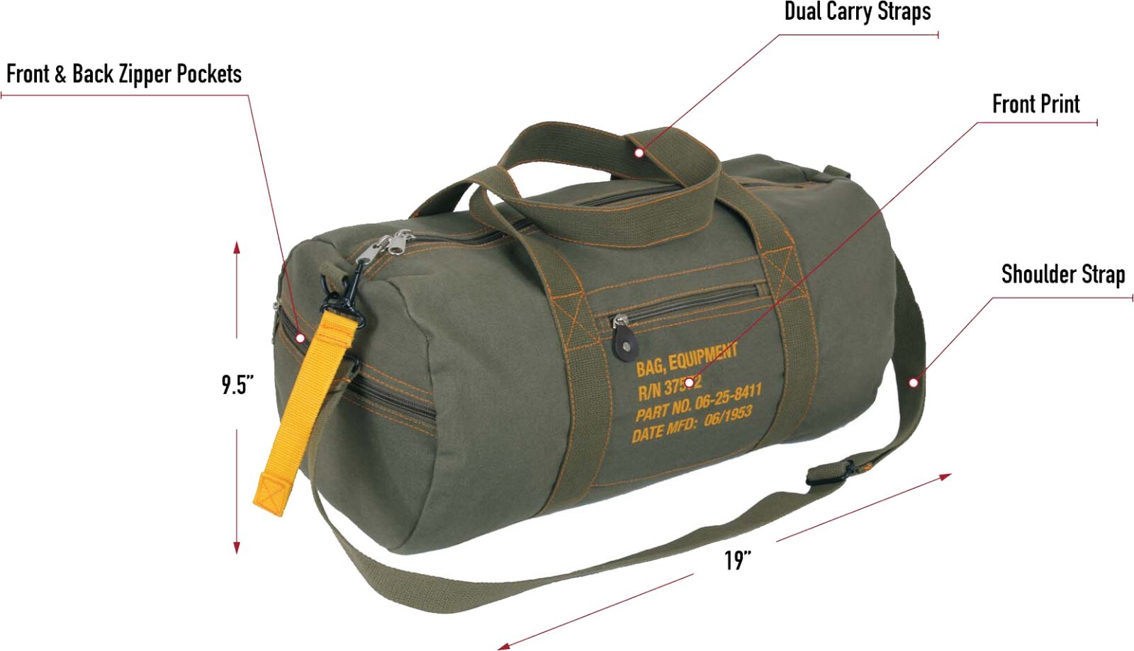 Cotton Canvas Travel Equipment Flight Carry Duffle Shoulder Bag (Small or Large)