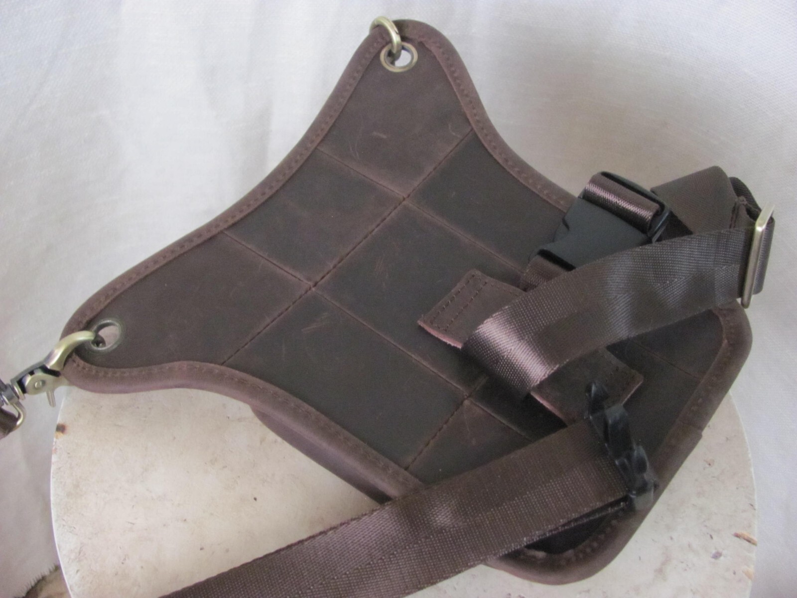 Men’s Steampunk Leg Pouch Brown Leather Brushed Brass Hardware