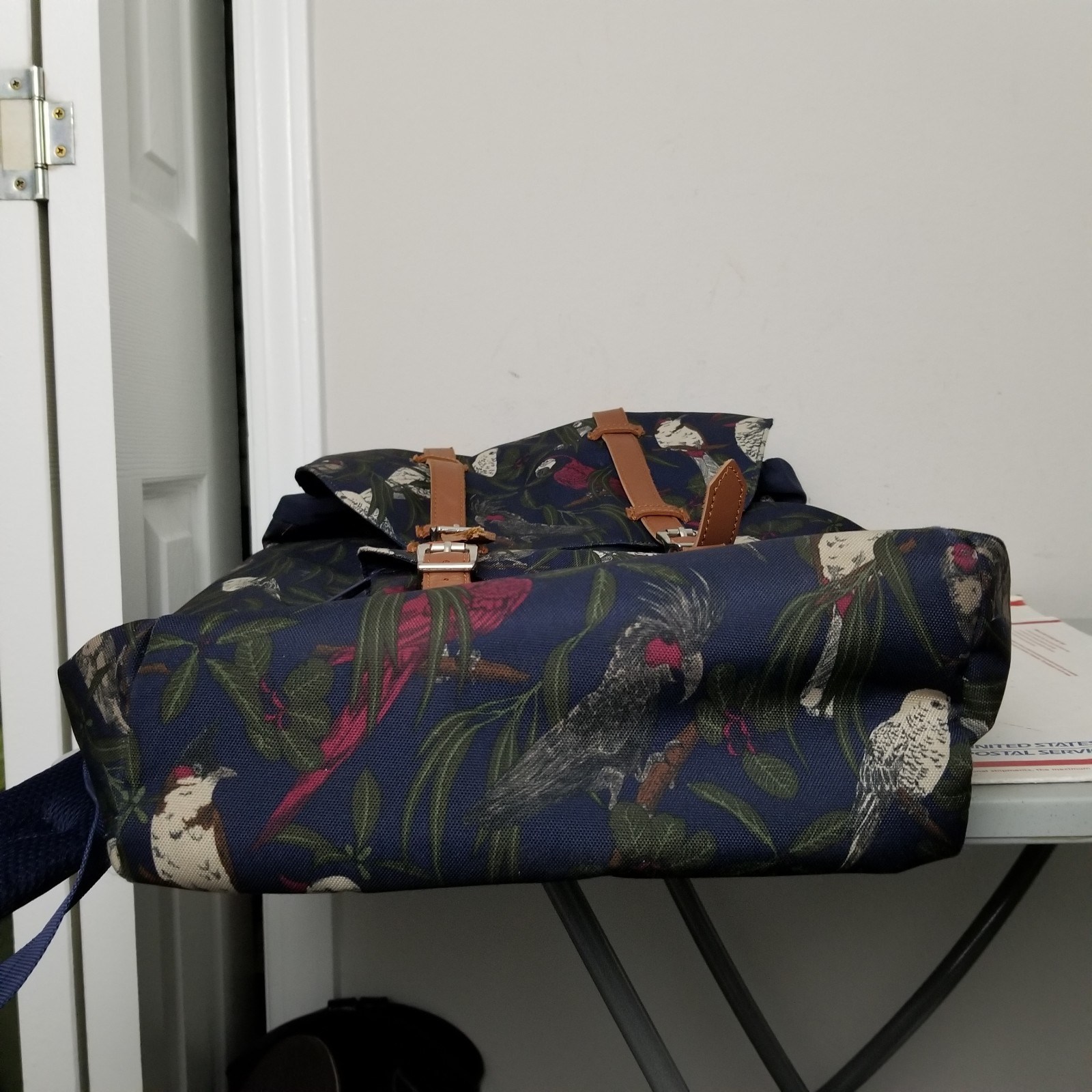 Herschel Parrots Backpack Bag Blue Tropical Floral Birds Brindle Parlour Laptop