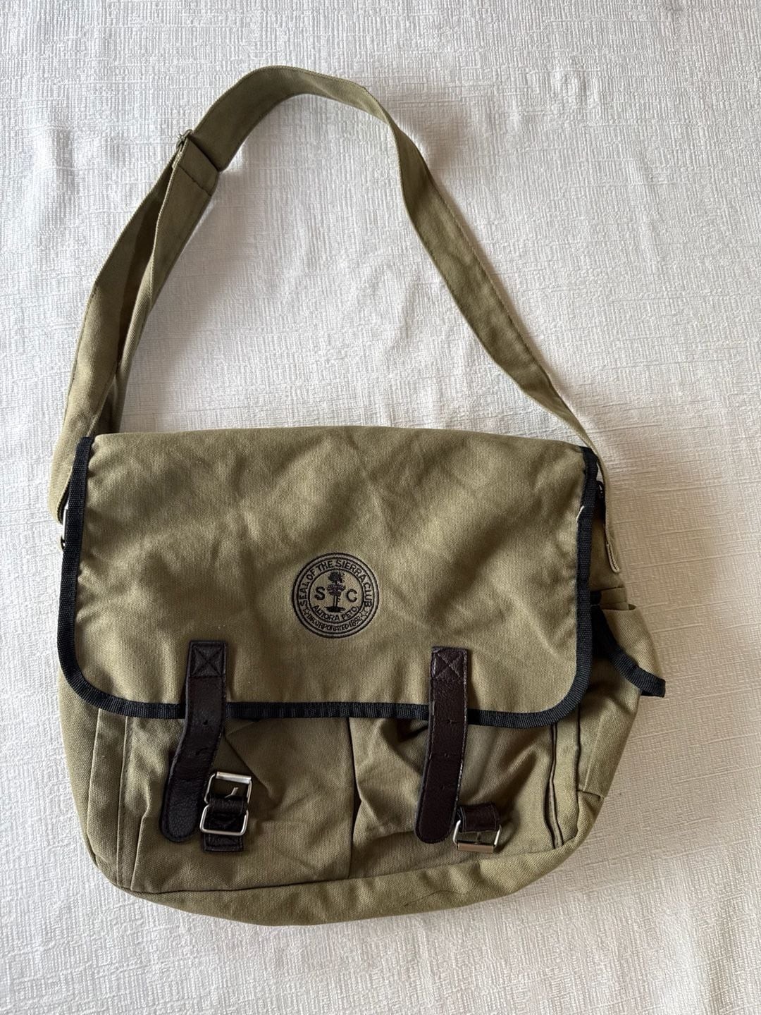 Sierra Club Canvas Messenger Bag Olive Green Crossbody Satchel