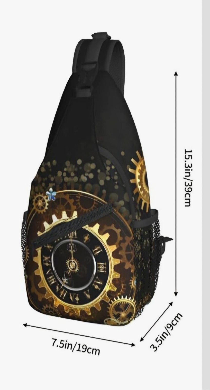Steampunk Crossbody Bag Chest Sling Backpack Vintage Clock Travel Hiking Unisex