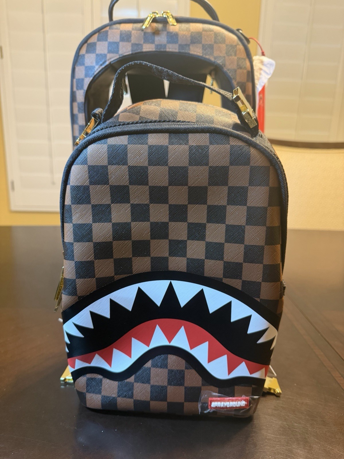 New Sprayground Bag In a Bag Backpack Brown Black Shark Mouth