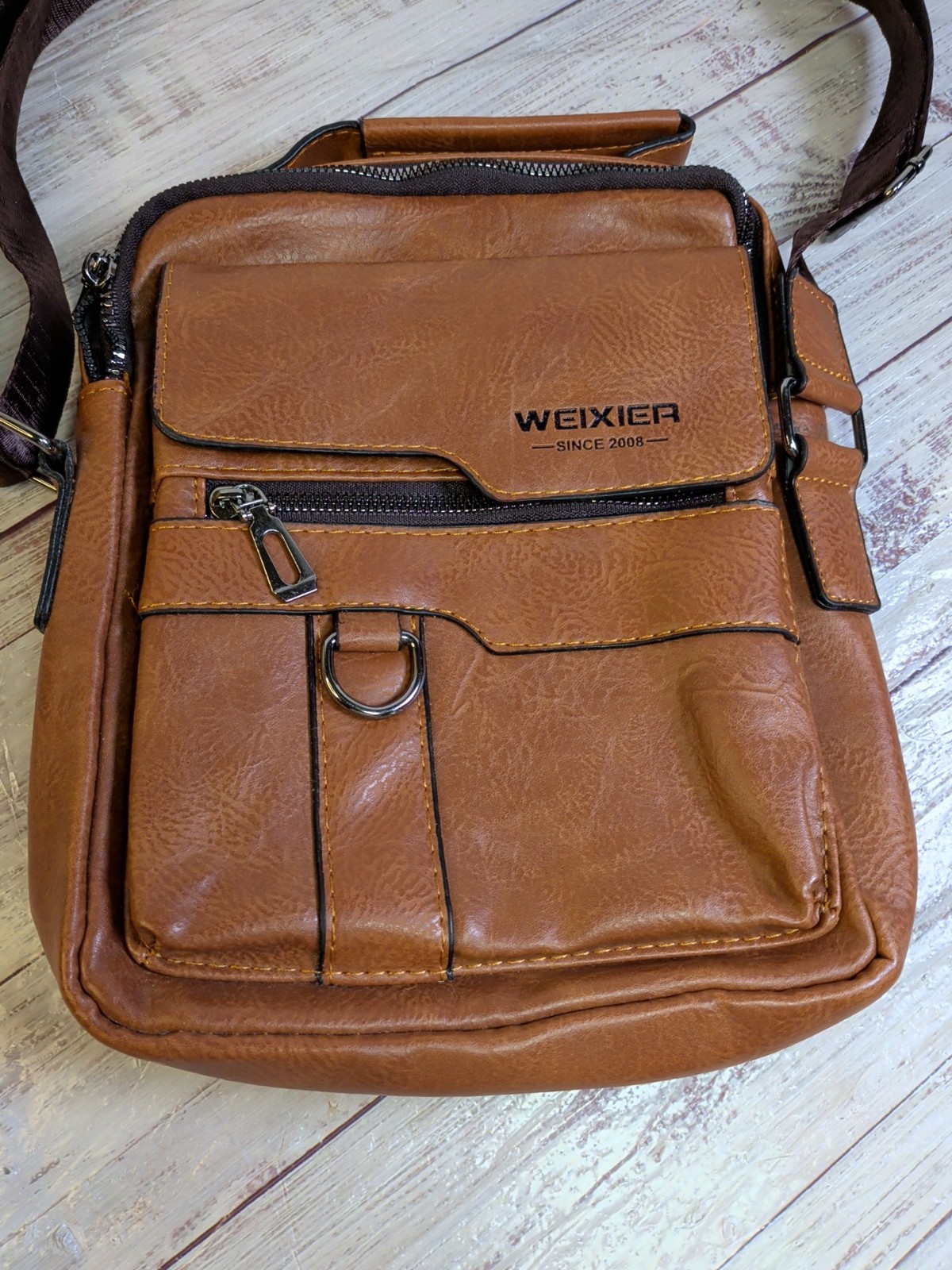 WEIXIER Men Crossbody Bag Shoulder Bag PU Leather Messenger Bag Handbag