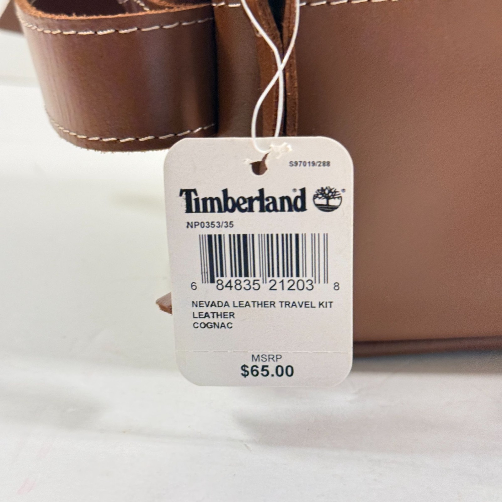 Timberland Nevada Men’s Leather Cognac Toiletry Bag Travel Kit Accessory NEW