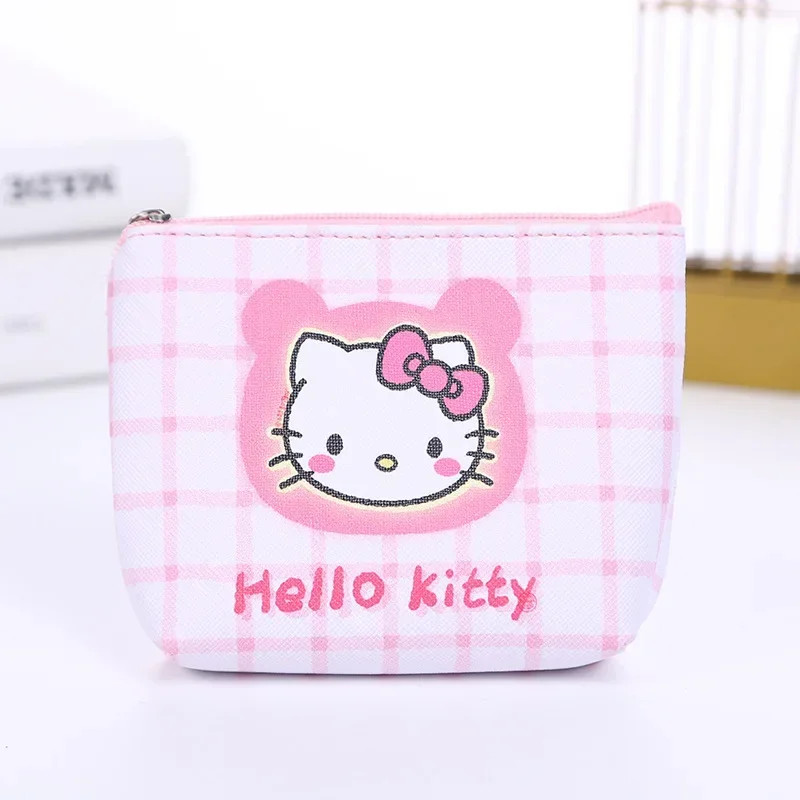 Coin Purse Kawaii Hello Kitty Mini Wallet PU Cute Keychain Clutch Storage Bag