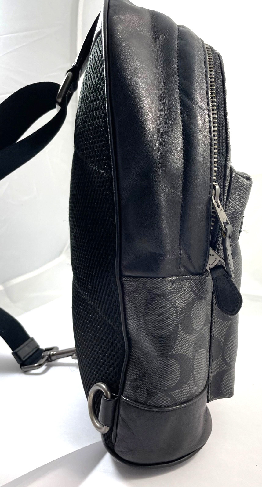 Coach West Pack Varsity Stripe Sling Signature Canvas Leather Carry Bag Reg $350
