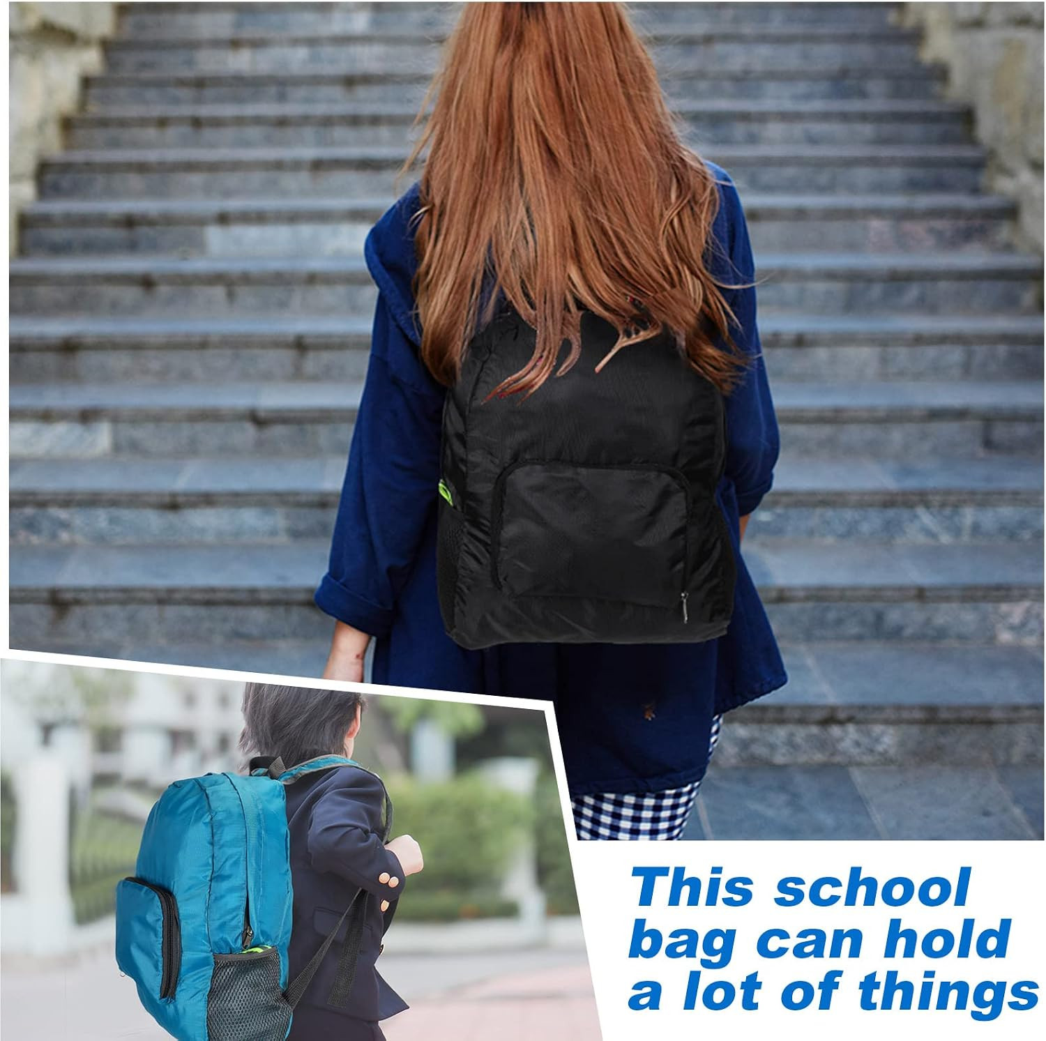 Bulk 10-Pack 17″ Classic Lightweight Foldable Backpacks – Multicolor