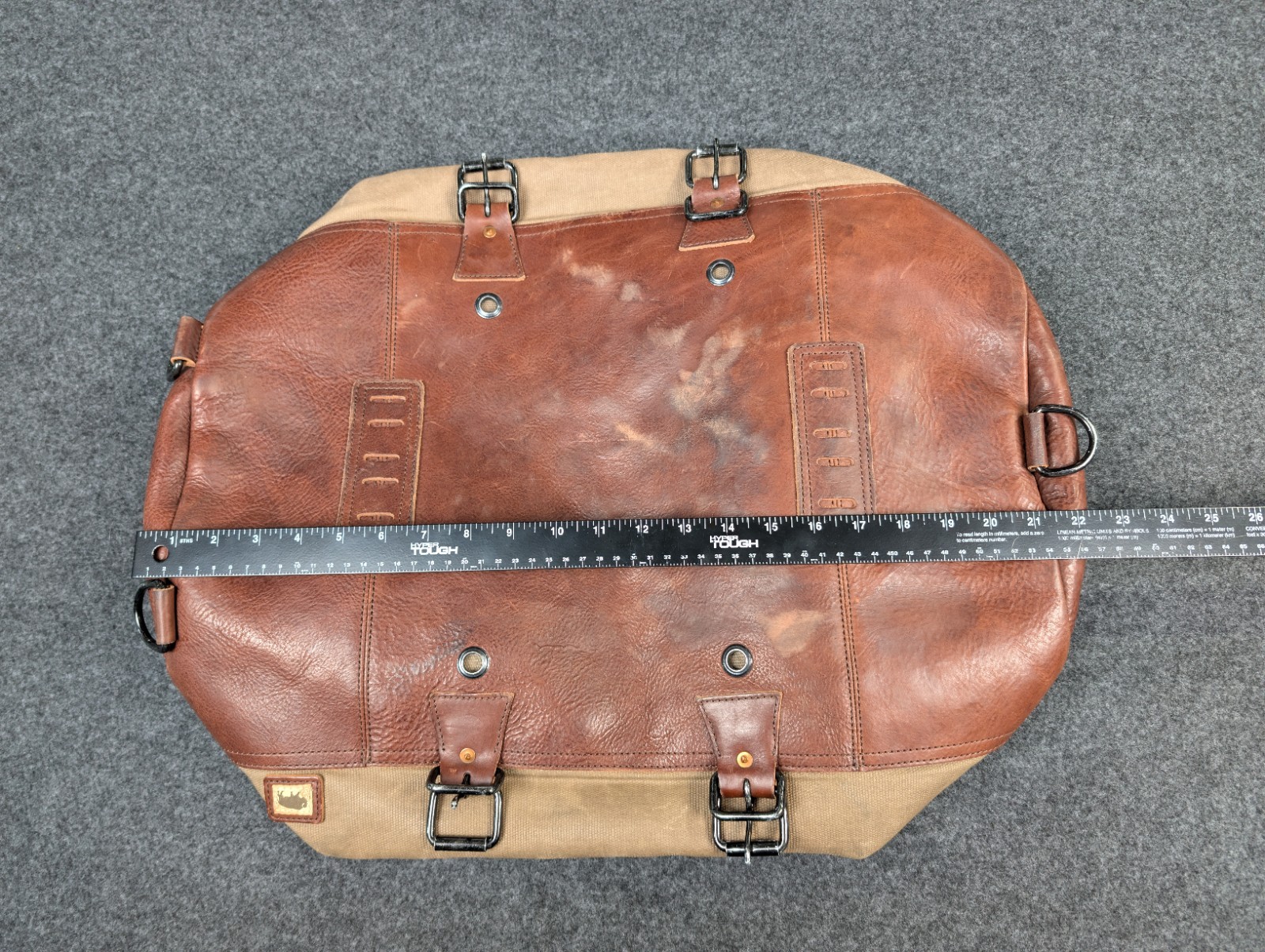 Buffalo Jackson Dakota Waxed Canvas Duffle Bag Leather Has Strap Missing Handles