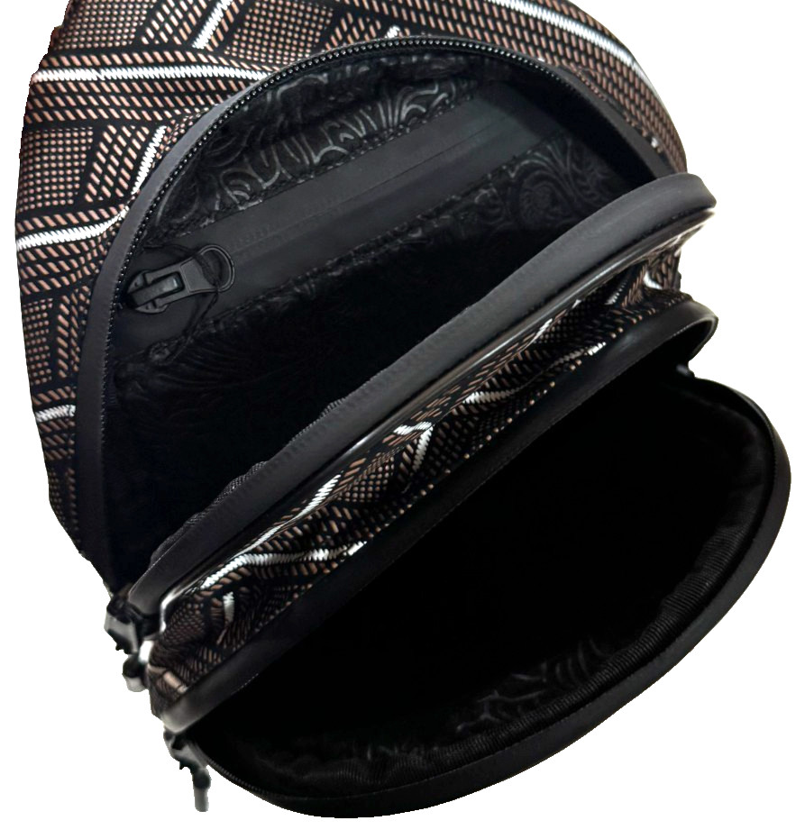 JUNGLE HIVE SMELL PROOF CROSSBODY SLING BAG BROWN GEOMETRIC HANDY FUNCTIONAL NEW