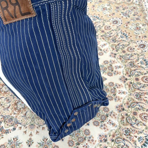 [B+, Size OS] RRL Double RL Stripe Denim Tote — Suede Trim / Canvas Handle / USA