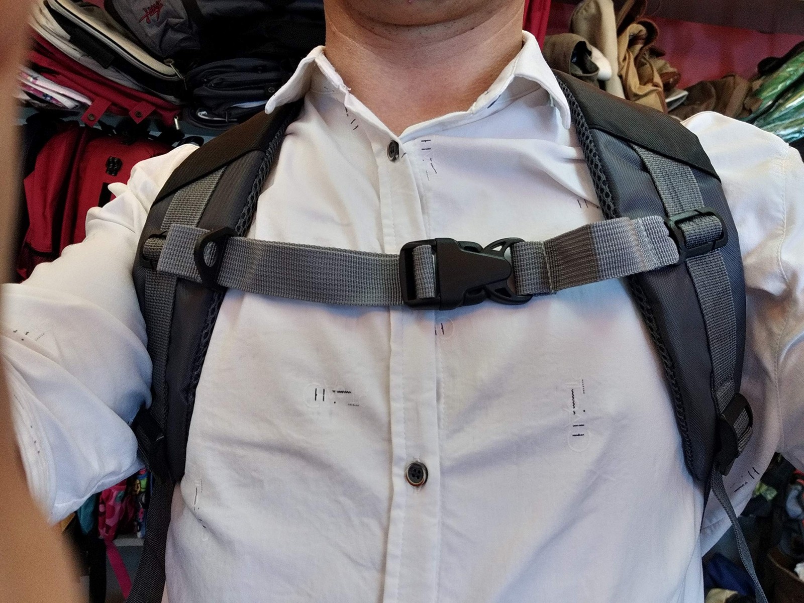 Gray Backpack Chest Strap, HDHYK, Nylon, Fits 1 inch Webbing, Adjustable