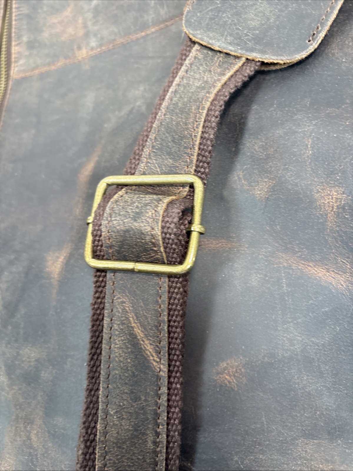 Komalc Brown Distressed Leather Briefcase Messenger Bag Shoulder Strap Bag