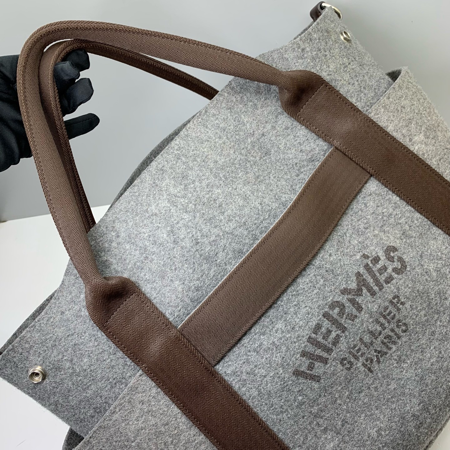 Hermes Pre-Owned Authentic Groom Bag Storage bag Satchel Grey 39*32*16cm