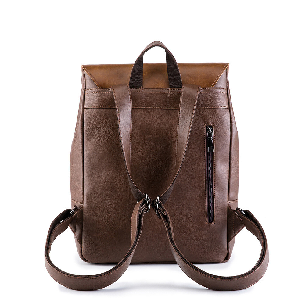 Men Large Capacity Leisure Travel Backpack Student Backpack Leather Backpack