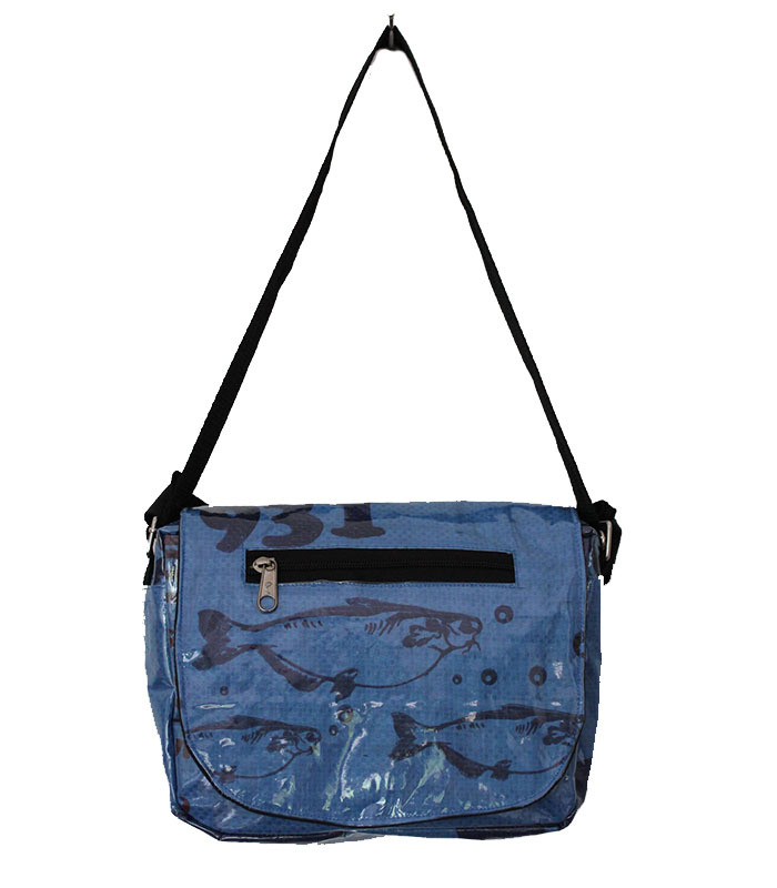 Recycled Fish Feed Shoulder Bag Handmade in Cambodia Fair Trade