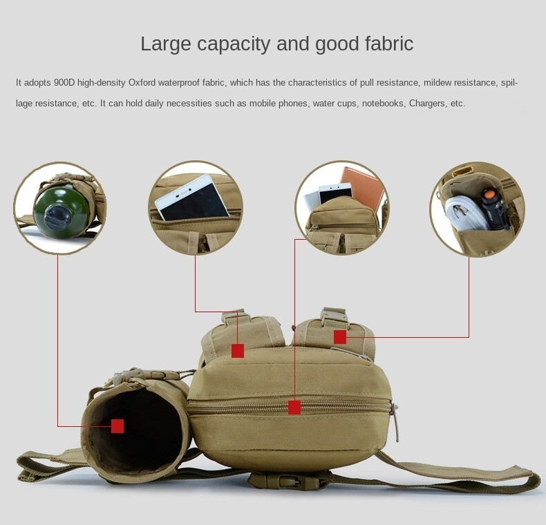 Tactical Waist Bag Waterproof Utility Belt with Water Bottle Holder Fanny Pack