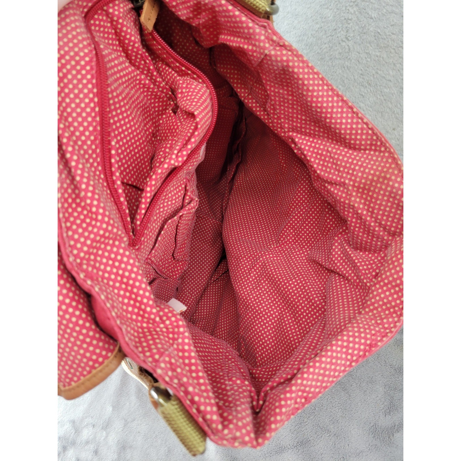 American Eagle Outfitters Red Canvas Messenger Bag Crossbody Faux Leather Trim