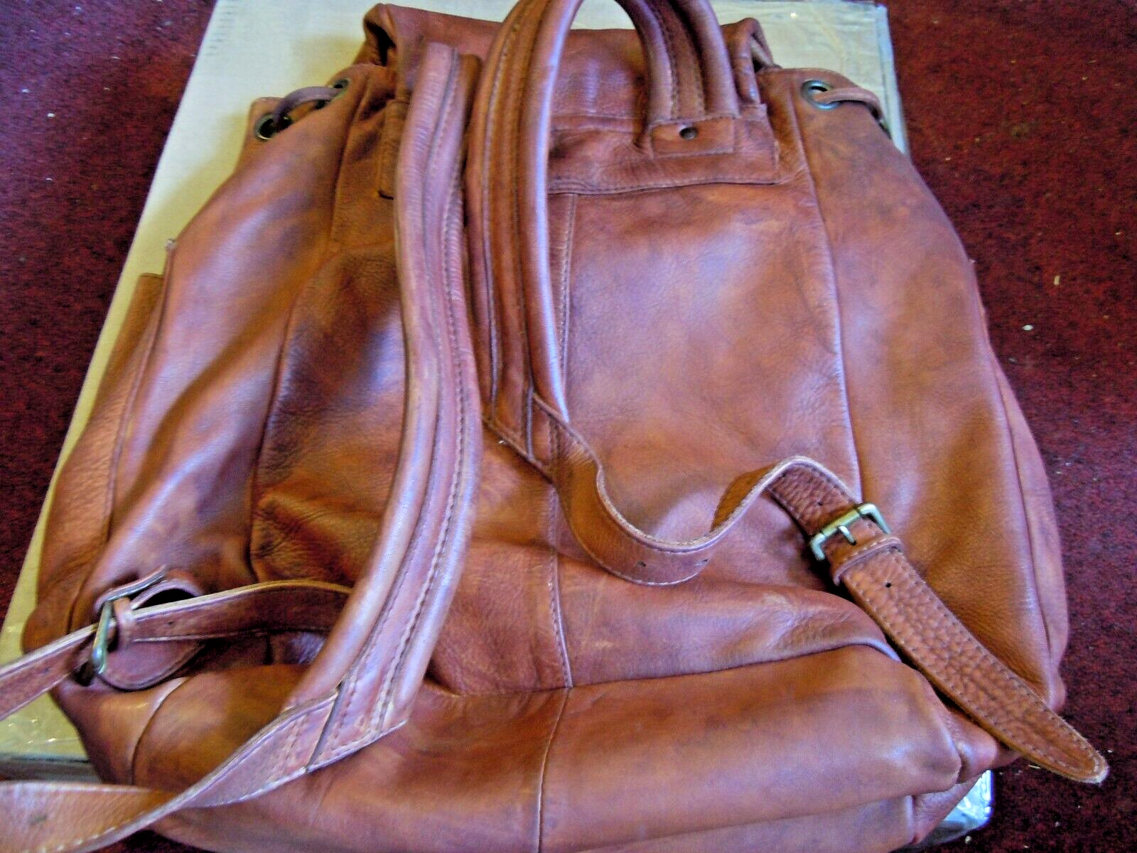 ELLINGTON Vintage Authentic Saddle Brown Leather large Backpack Bag