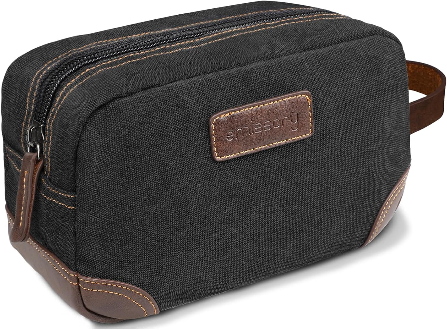 Men’S Toiletry Bag, Leather and Canvas Travel Toiletry Bag, Dopp Kit for Men, Tr