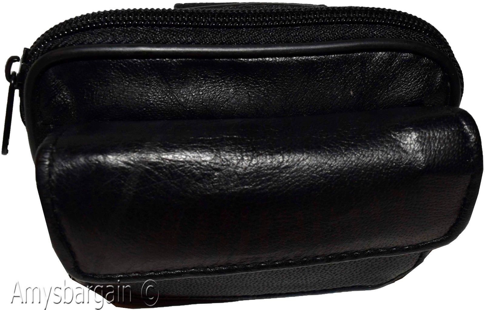 New Mini leather mens bag belt loop bag Black waist bag Business credit card nwt