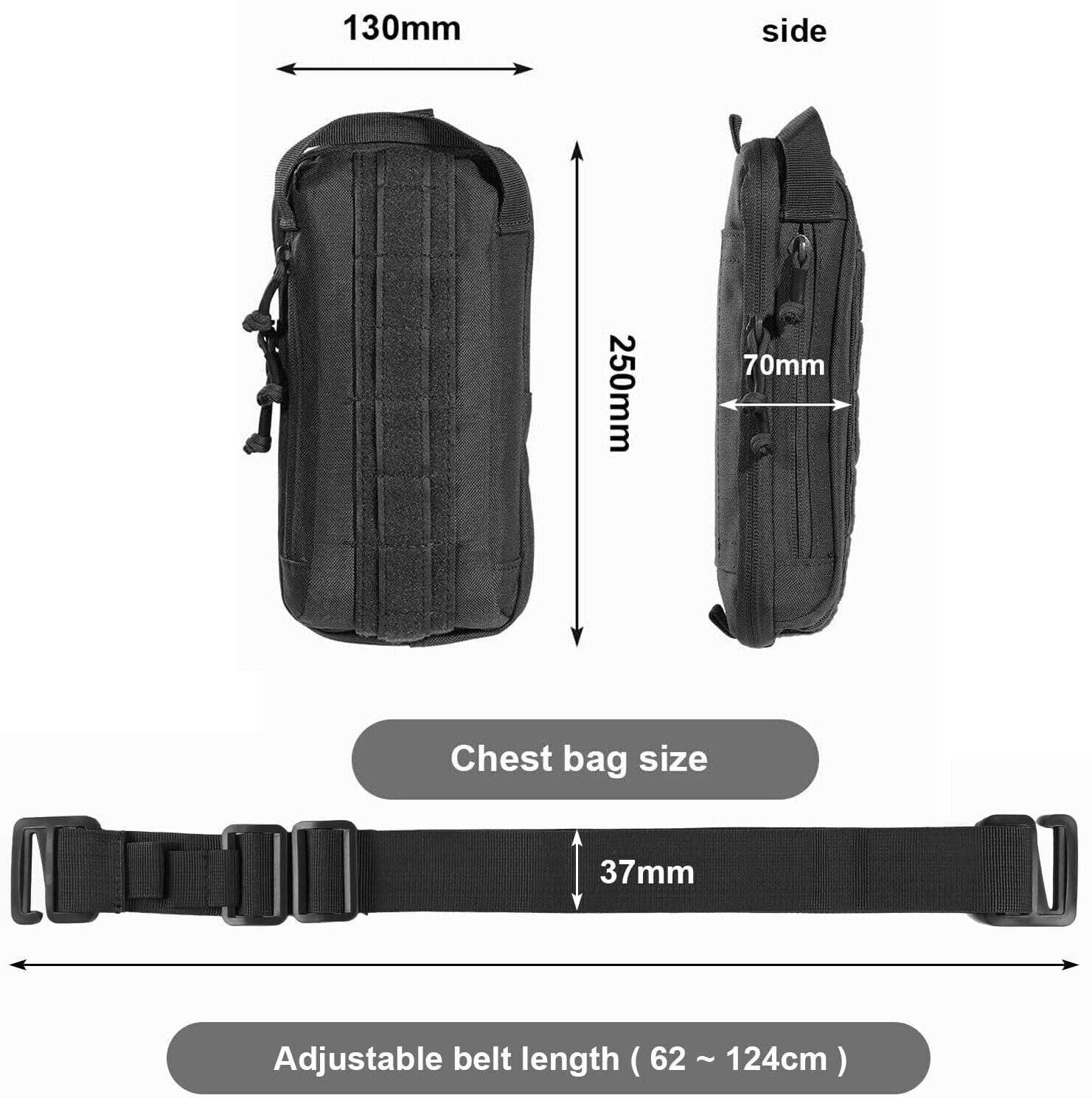 Tactical Compact Chest Pack Adjustable Shoulder Bag for Travel Outdoor Sports