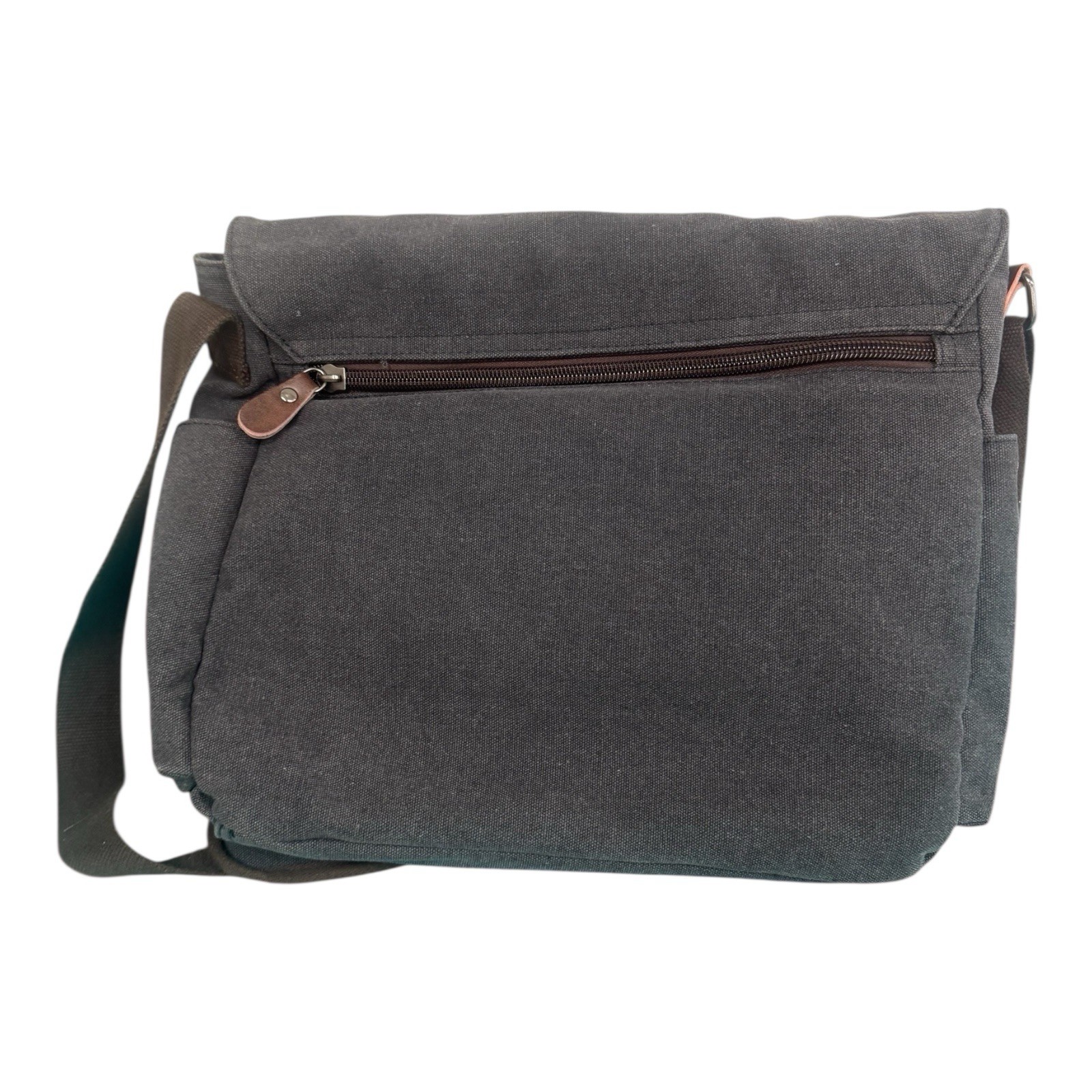Ravuo Gray Messenger Bag Water Resistant Canvas Satchel 15.6X9 Inch Laptop