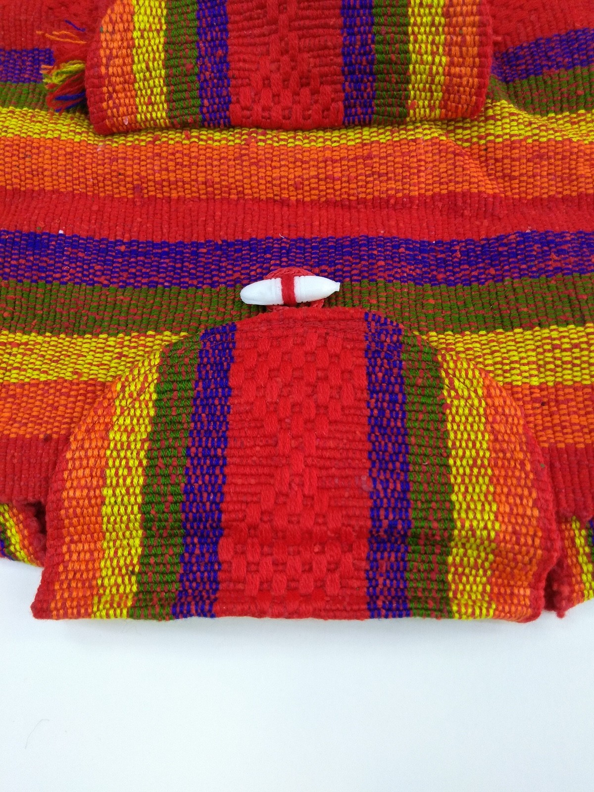 RASTA Bag Beach Hippie Baja Ethnic Backpack Made in Mexico Unisex RAINBOW Tassel