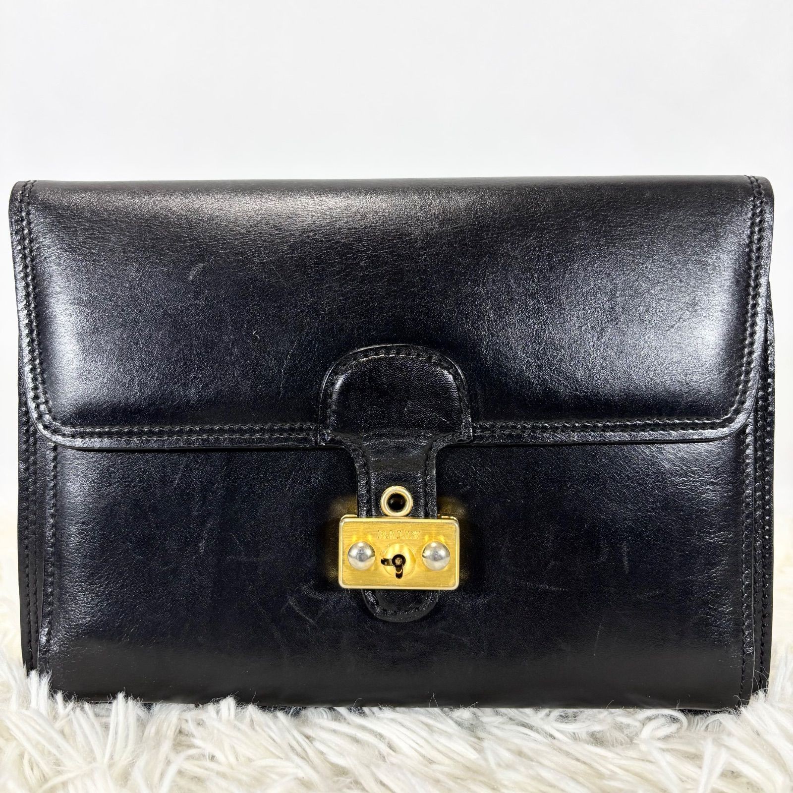 BALLY Clutch Bag Multiple Compartments High Functionality Leather 18x24x4cm