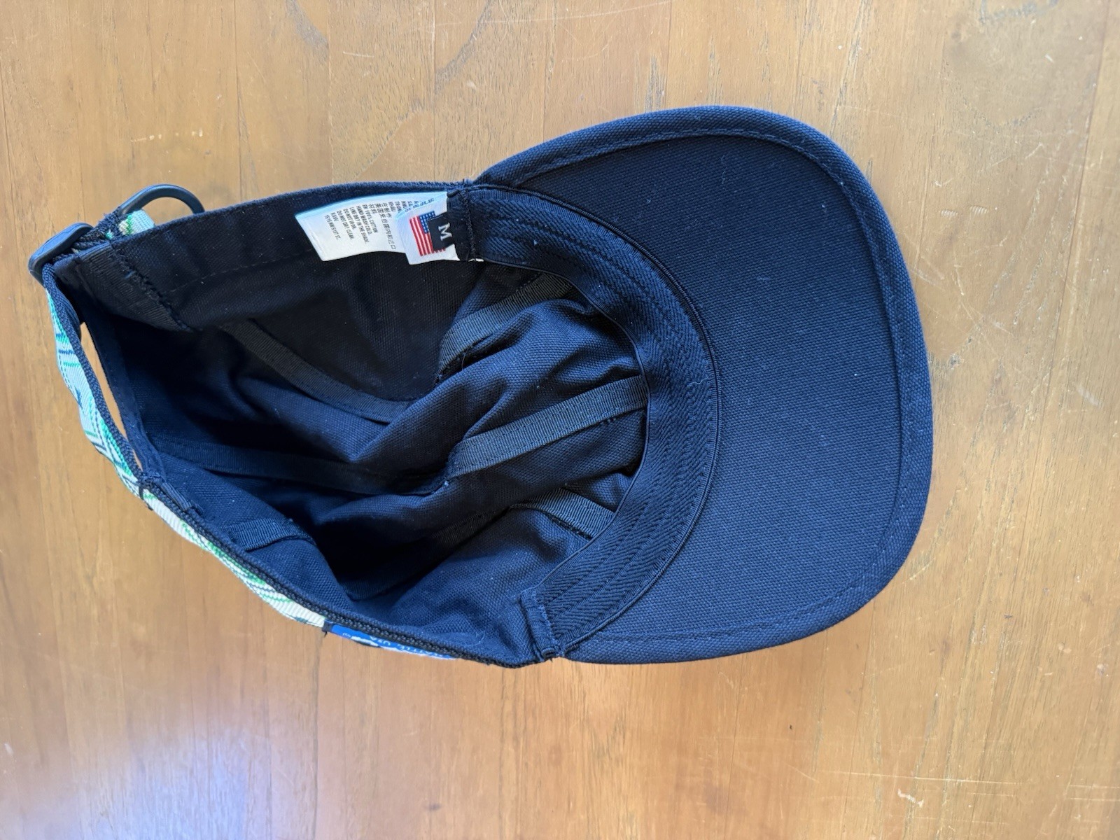 Kavu Black Canvas Aztec Strap Back Panel Cap Hat Made in USA Size Medium