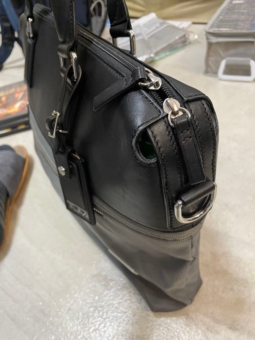 TUMI Lightweight Business Bag Black Gray Two Tone Nylon Leather Mix Edition