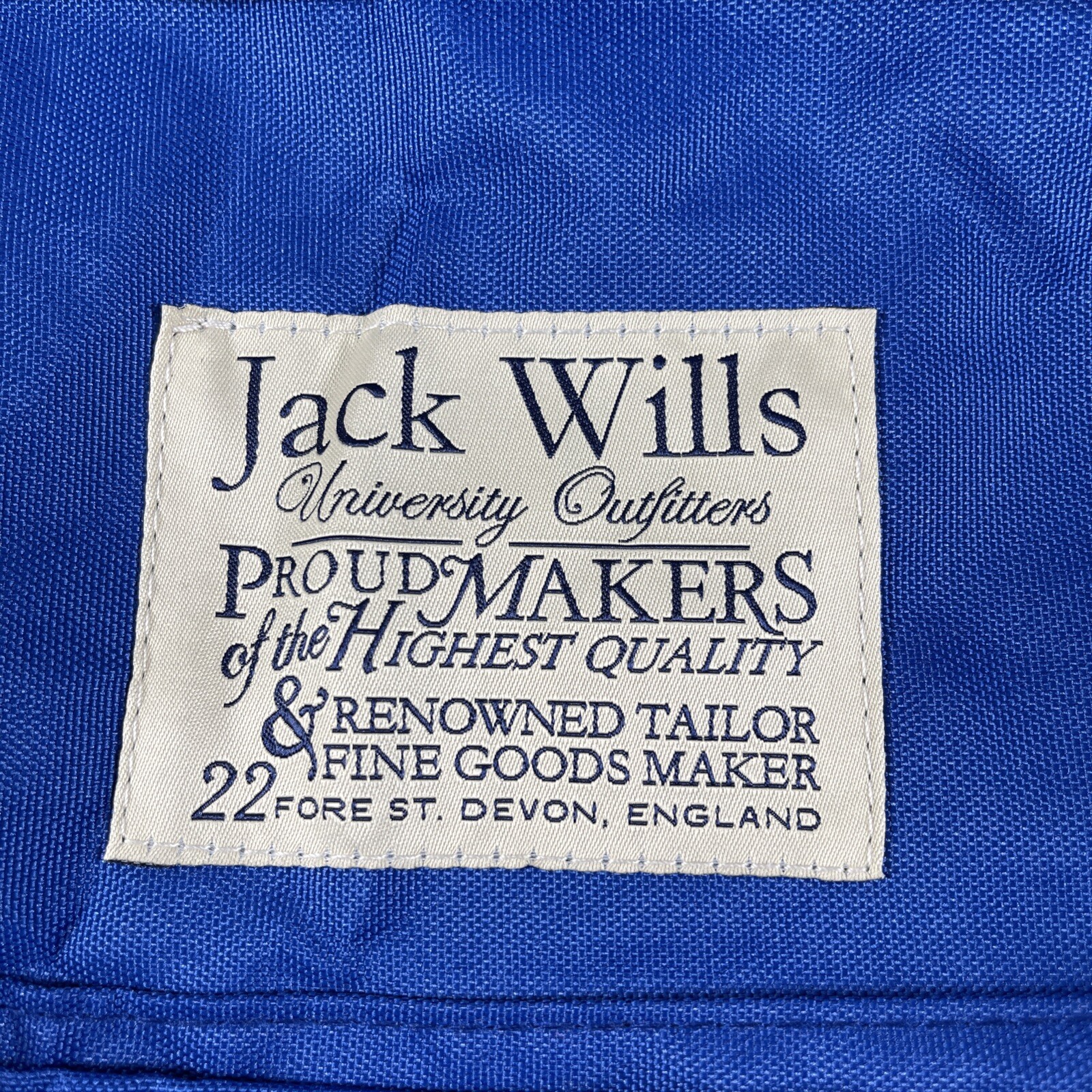 Jack Wills University Outfitter Royal Blue Backpack Zip Closure Lightweight EUC