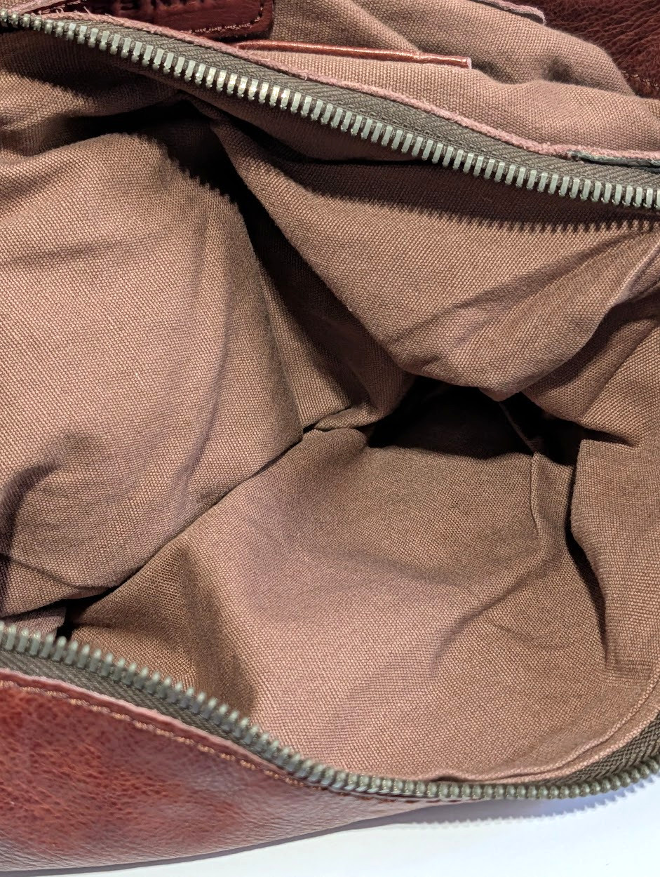 Liebeskind Berlin Two-Tone Leather Messenger Crossbody Heavy Hardware Bag Brown