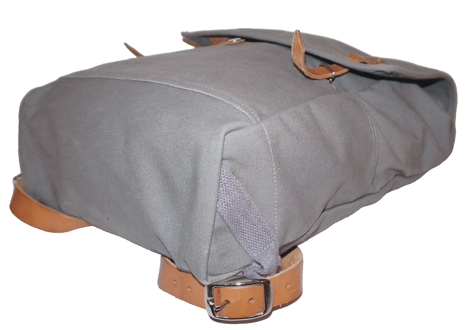MAKR Large Gray Canvas & Tan Leather Backpack 18×12 USA