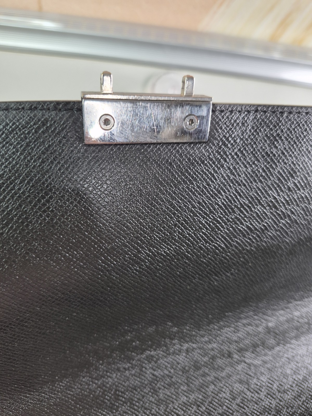 Louis Vuitton Black Briefcase/Document Case Top Handle Push Lock Inner Pockets
