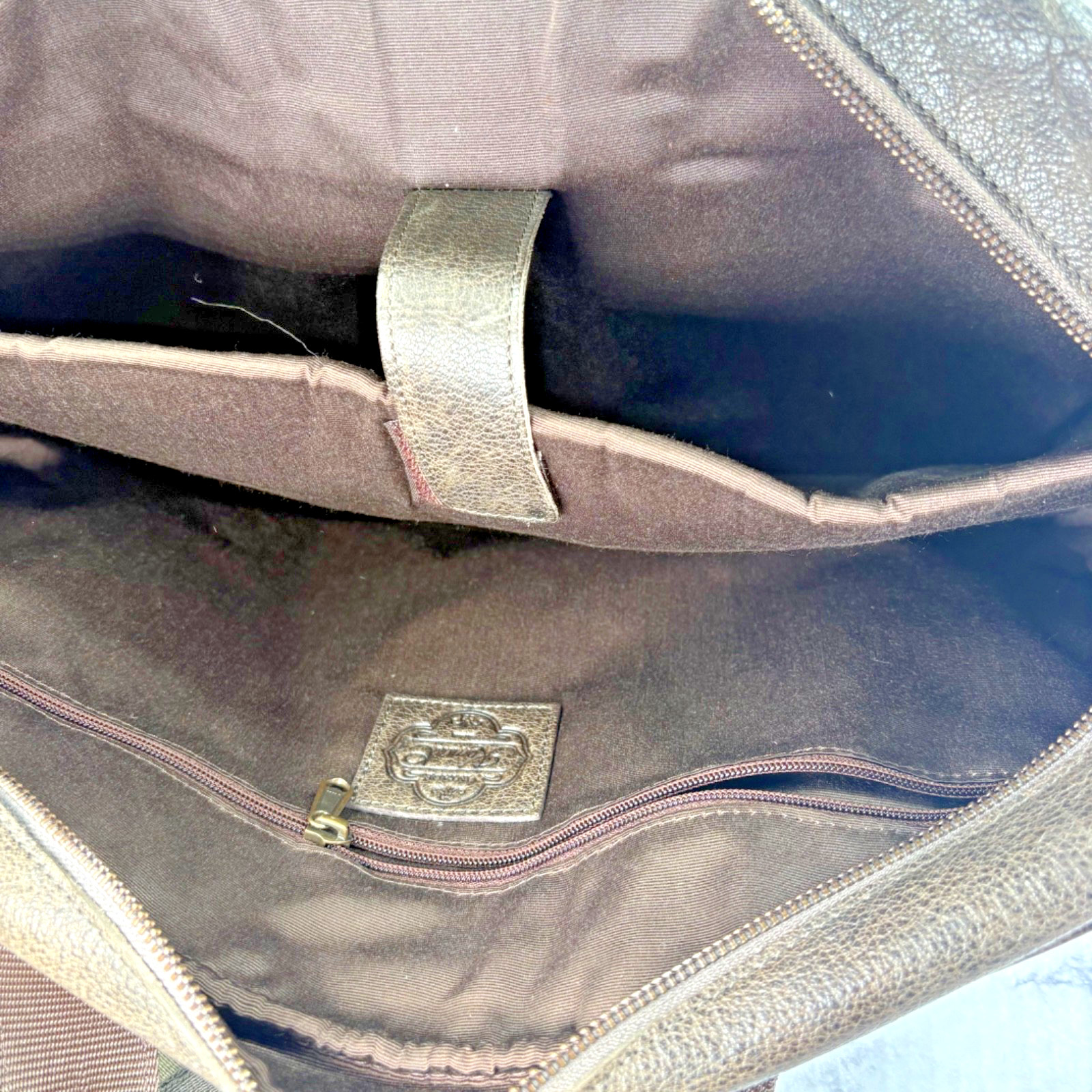 KomalC Vintage 18” Buffalo Leather Laptop Briefcase Office Bag Brown Cross Body