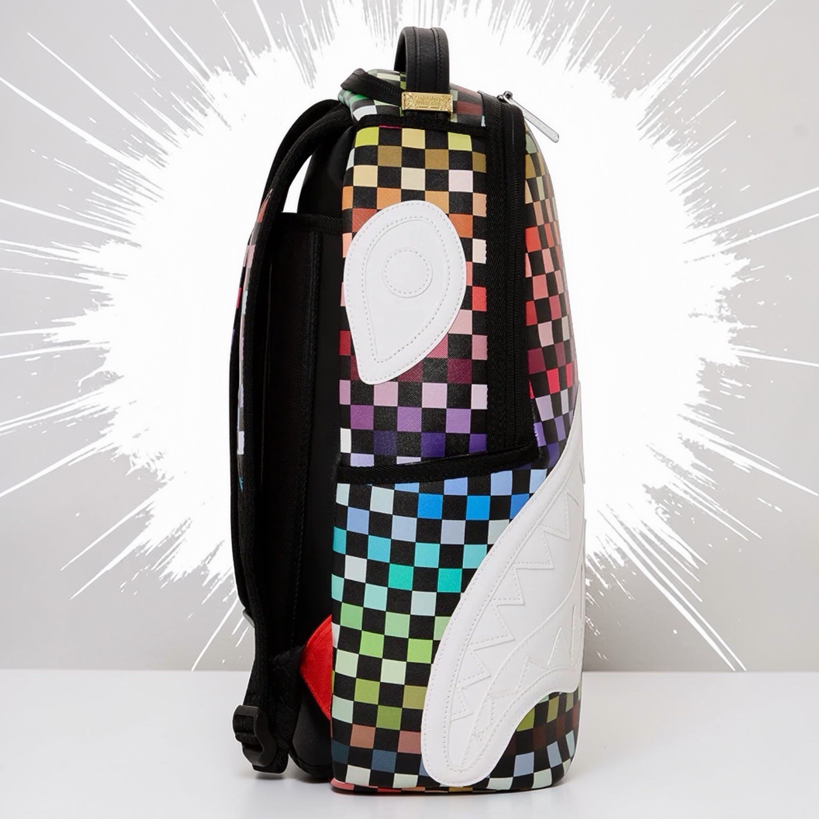SPRAYGROUND SHARKS IN PARIS THE GRIDBACKPACK (DLXV) MULTICOLOR CHECKERS RAINBOW