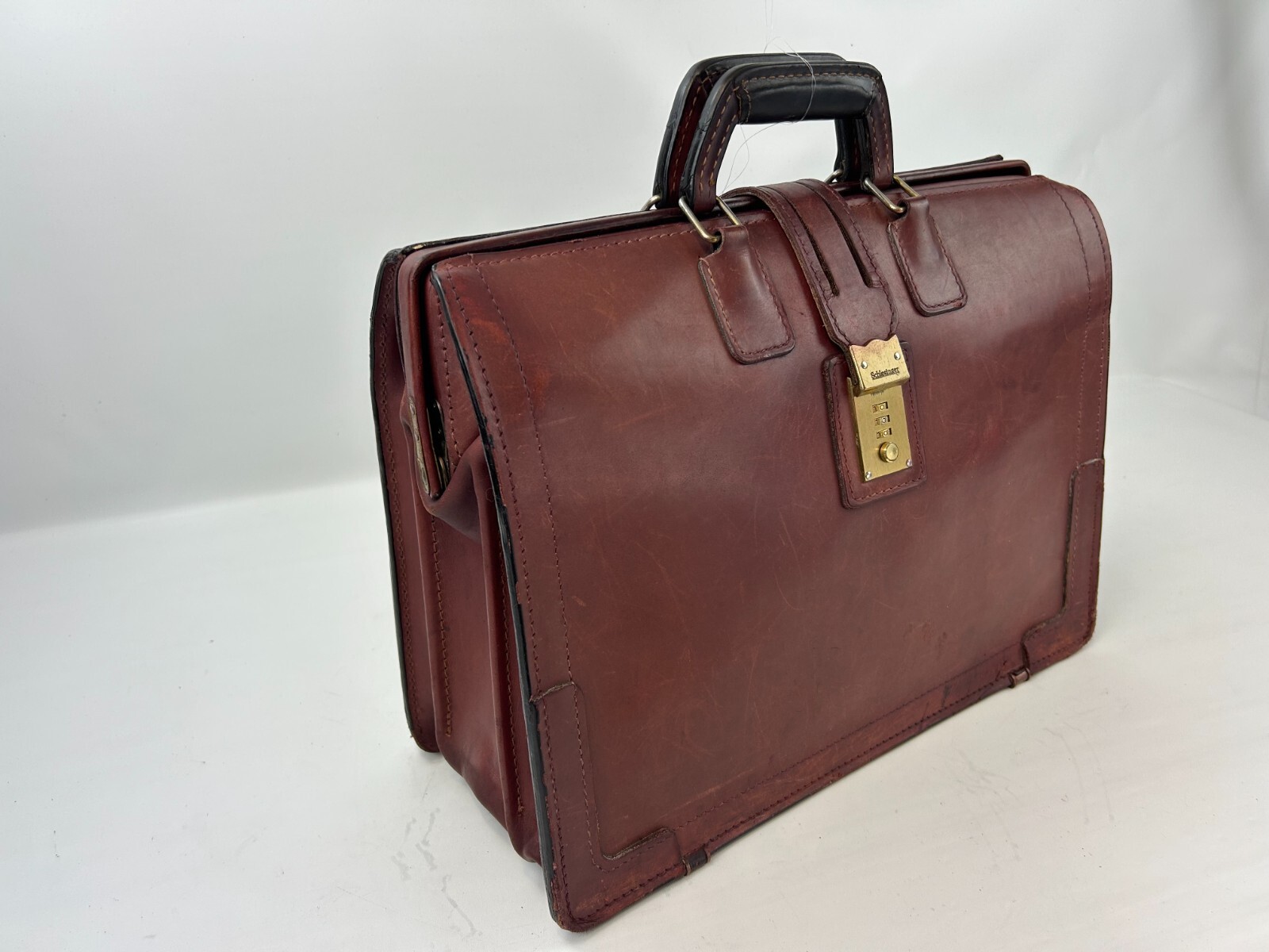 Vintage Leather SCHLESINGER Doctor Attorney Briefcase Attache Bags Mens