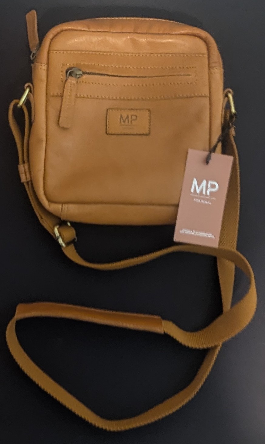 MP Portugal Brown Crossbody Bag Men’s Adjustable Strap Inner Outer Pockets
