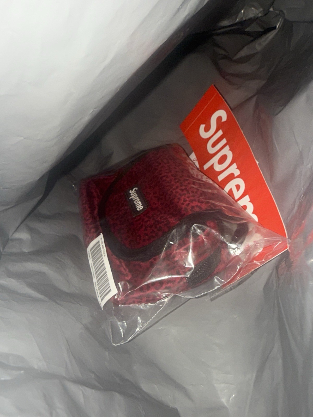 Supreme Velvet Mini Pouch – Red Leopard – FW25 unopened all stickers