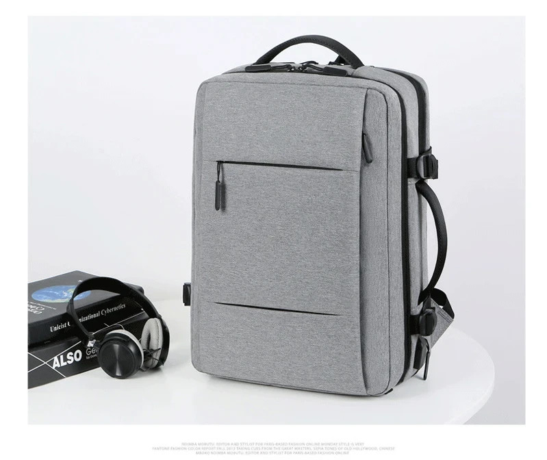 Classic Travel Backpack Men Business Backpack School Expandable USB Bag