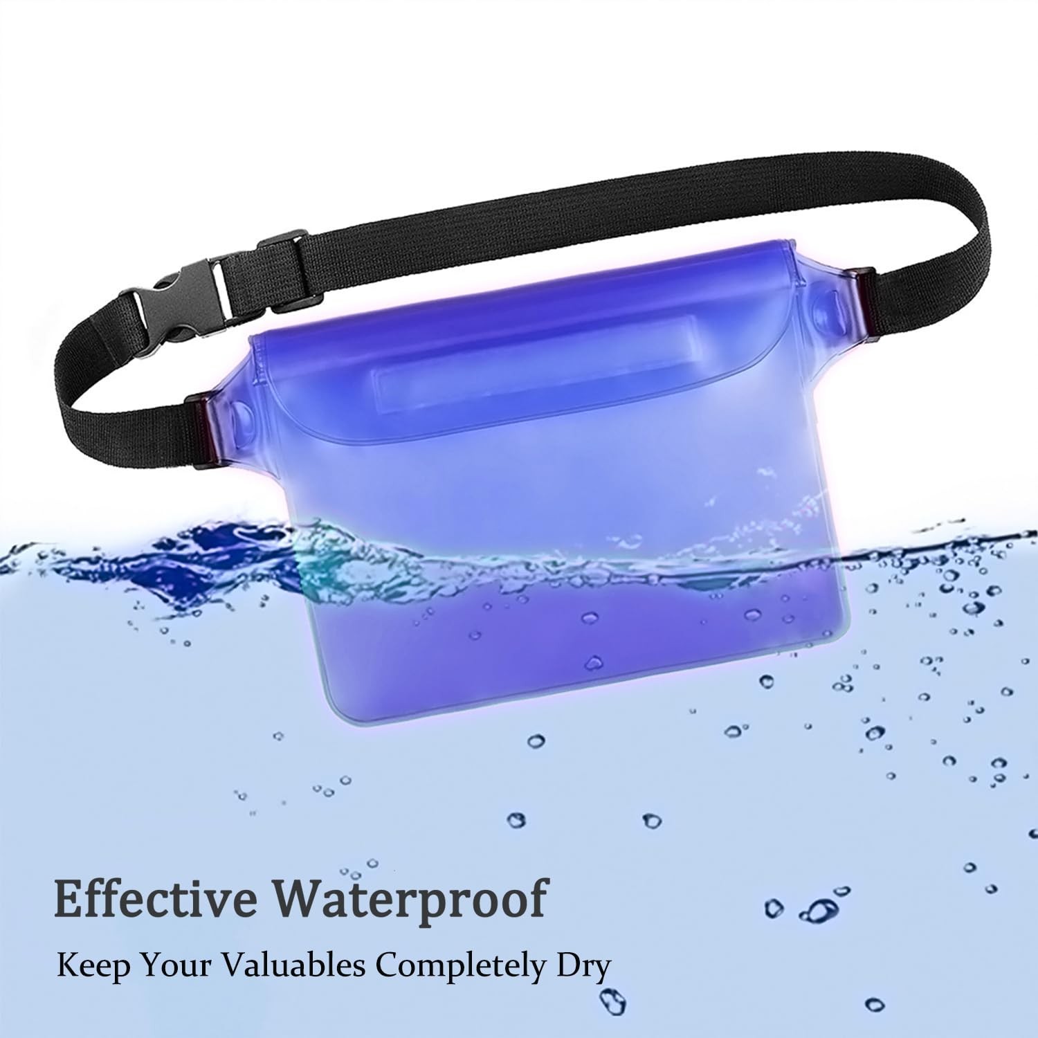 CADONO 2-Pack Waterproof Pouch with Adjustable Waist 8.6*5.9 inches, Black