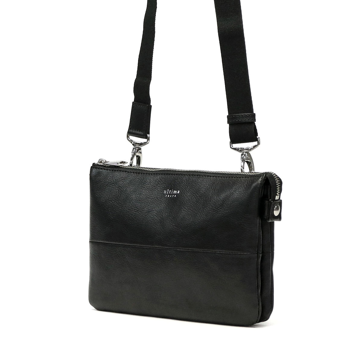 Ultima Tokyo Shoulder Bag Second Bag 2-Way Genuine Leather, Men’s Black or Navy