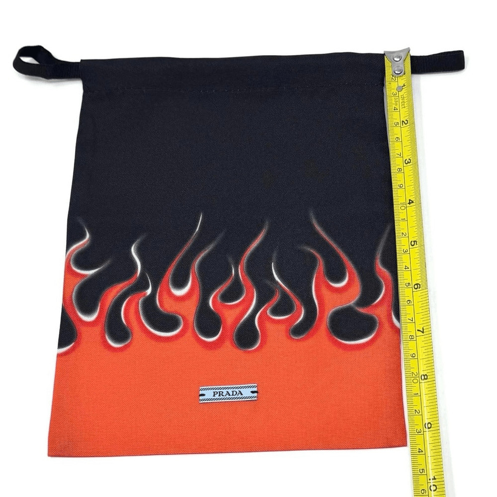 PRADA Flame Drawstring Dust Bag in Orange/Black(Size 7.5″ x 9″)