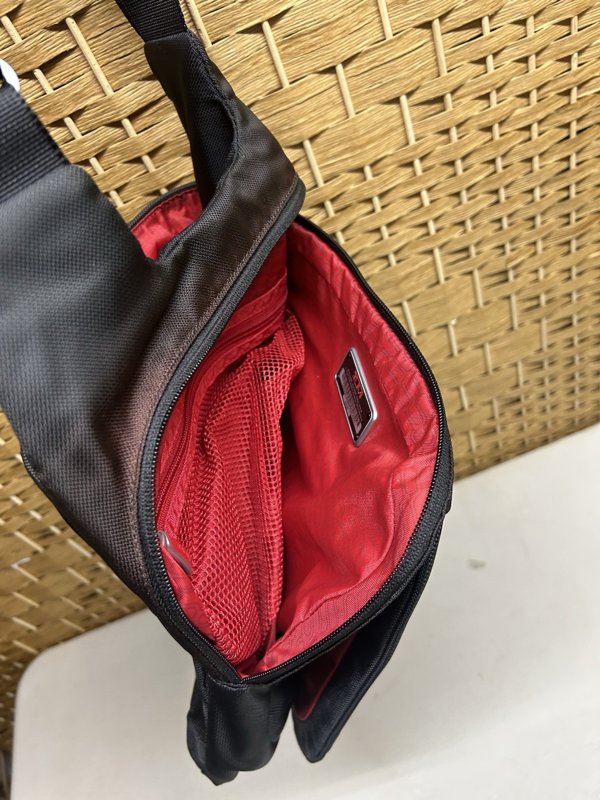 Tumi T-Tech Nylon Mckenna Crossbody Bag Black & Red 5123D Purse