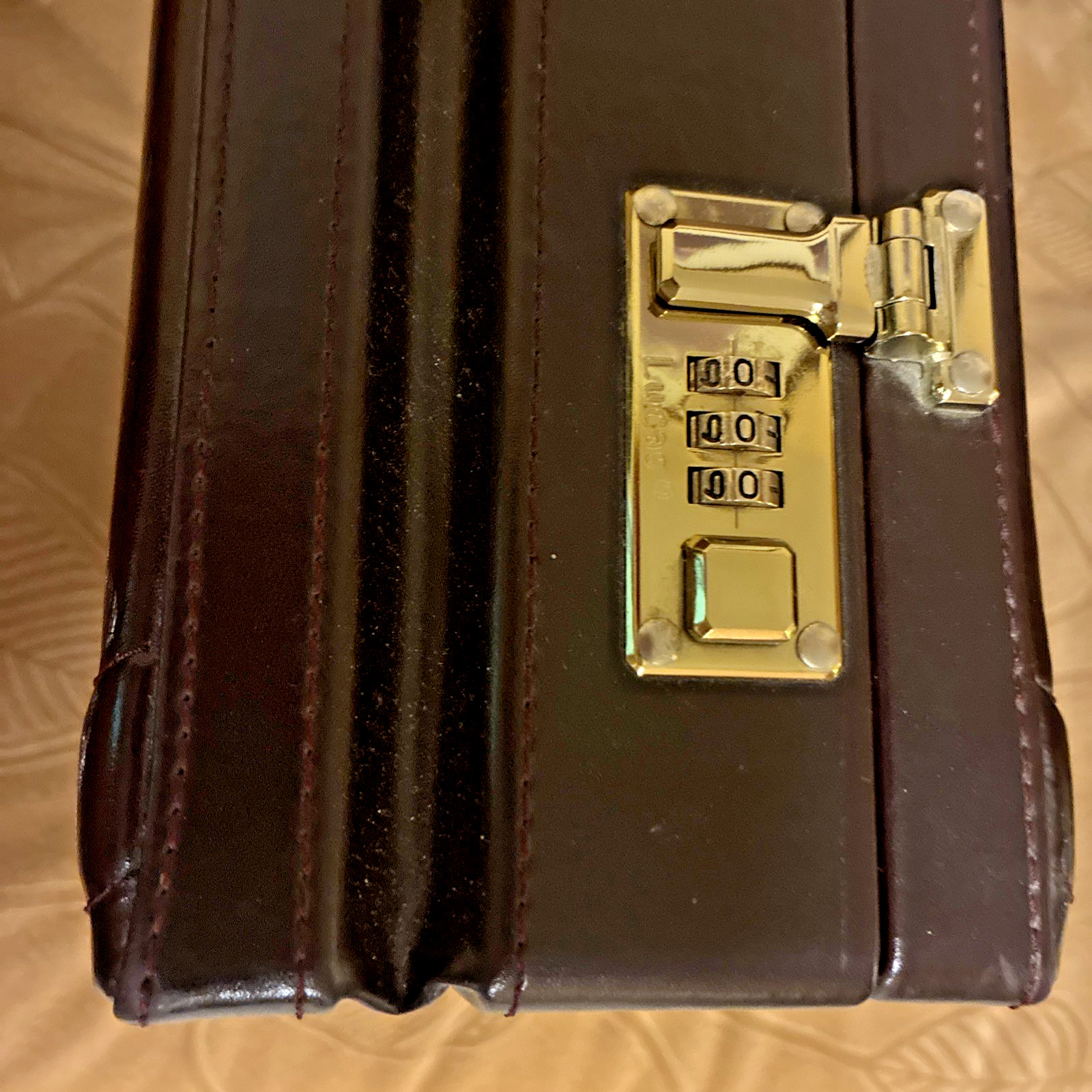 Vintage Lucas leather Hard Sided Briefcase Combo Locks Burgundy