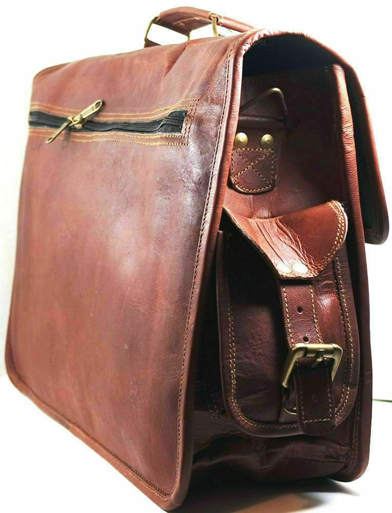 Leather Men’s Genuine Messenger Shoulder Laptop Case Bag Handmade High Profile