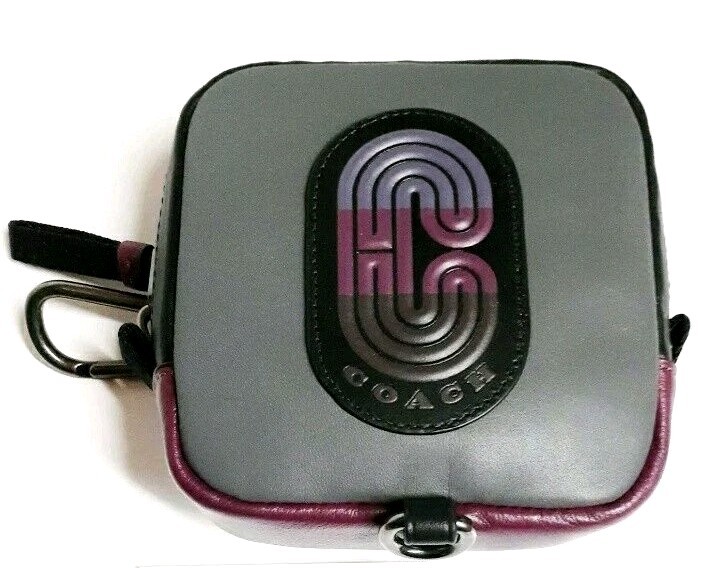 Coach Leather Hybrid Pouch in Colorblock Coach Patch Bag Grey Purple Multi New