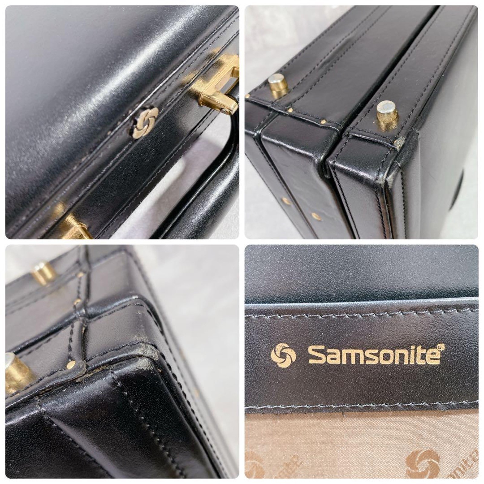 Samsonite Executive Leather Hard Attache Case Black & Gold Tumbler 1993 VINTAGE