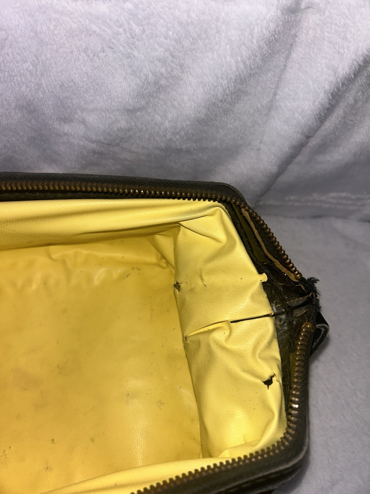 Vintage Genuine Leather Toiletry Bag Black Travel Shaving Pouch w/ Zipper