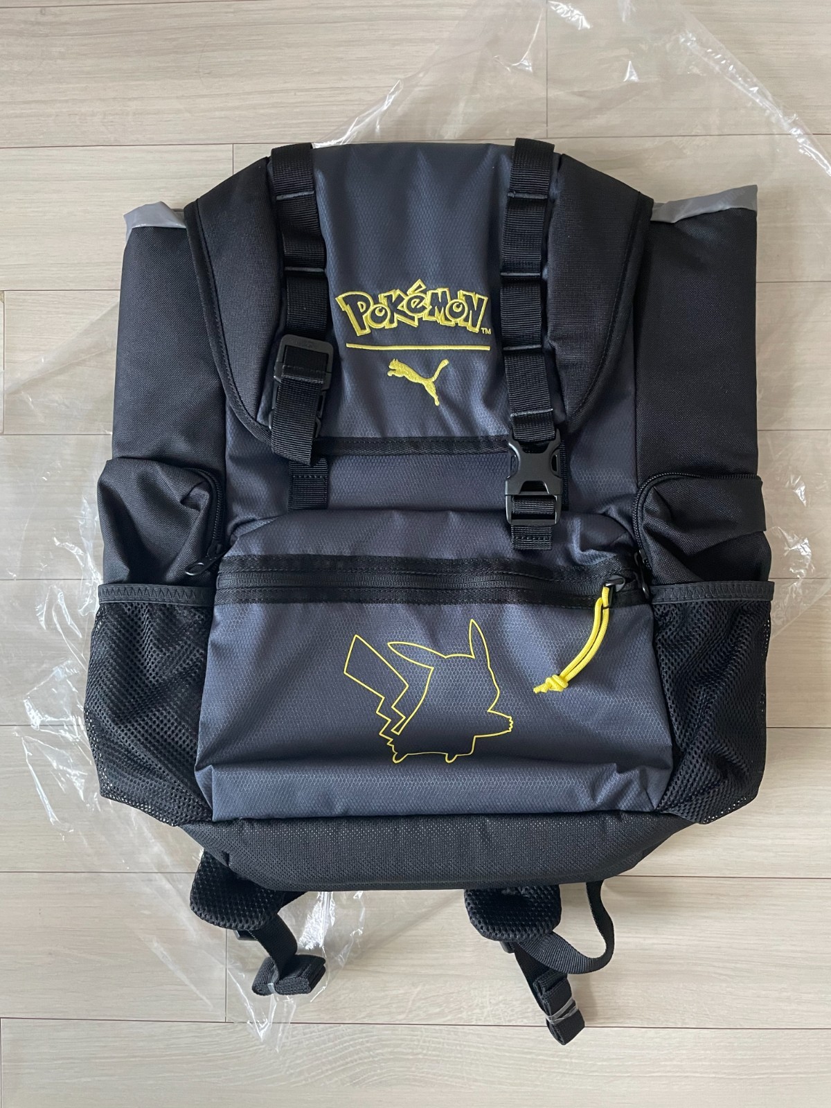 PUMA x Pokemon Backpack Black Strong Gray Pikachu School Laptop Bag